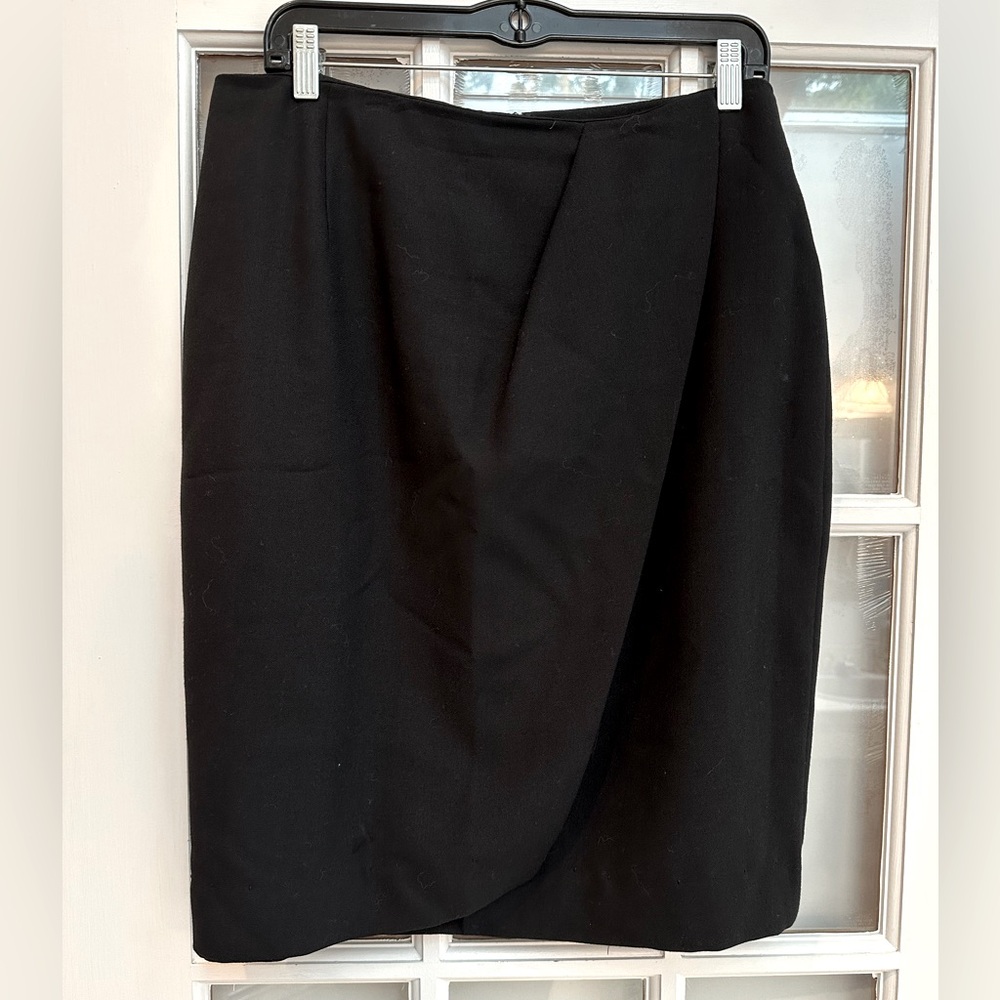 Vintage JNY Jones New York 70’s 80’s Black Wool Wrap A Line Skirt Women Size 14